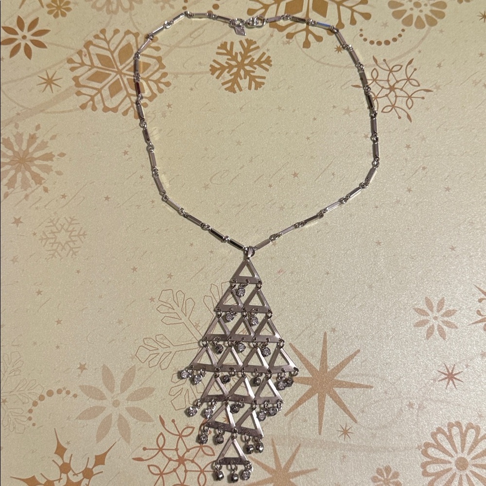 Vintage Sarah Coventry silver tone clear crystal abstract pendant necklace EUC - Picture 8 of 9